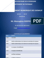 Cour de Traitement Numerique Des Signaux: Mr. Mazoughou GOEPOGUI