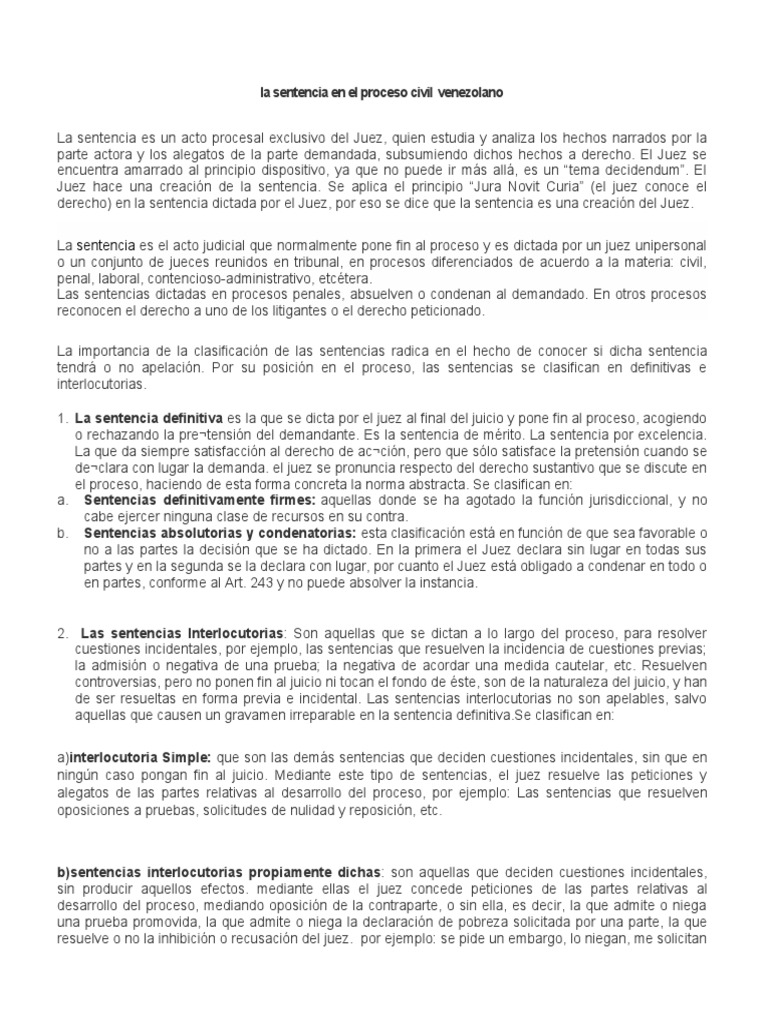 Tipos de Sentencias | PDF | Sentencia (ley) | Apelación