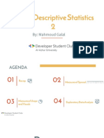 Intro To Descriptive Statistics 2: By: Mahmoud Galal