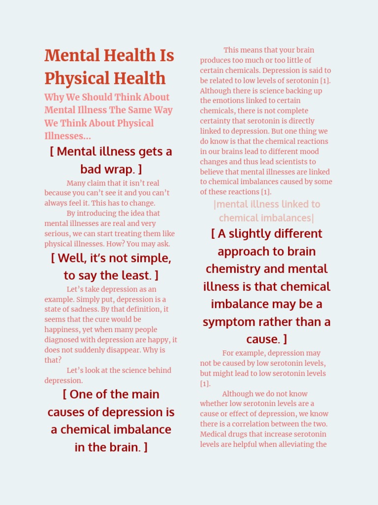 Mental Health Is Physical Health 1 | PDF | Major Depressive Disorder ...