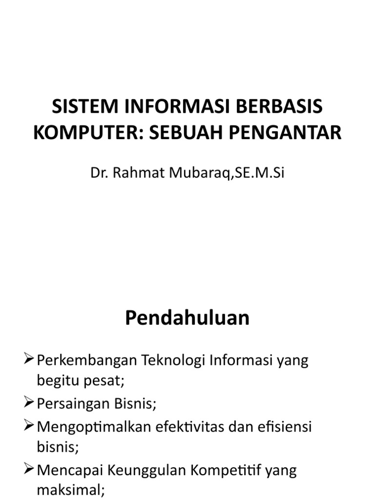 Sistem Informasi Berbasis Komputer Pertemuan 1 Pdf