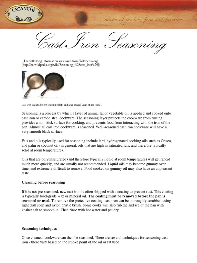 Cast Iron Seasoning PDF Cast Iron Cookware Cookware And Bakeware