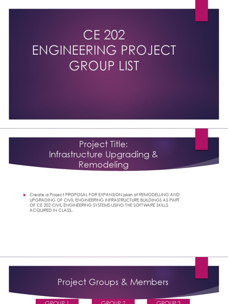 CE 202 Engineering Project Group List | PDF