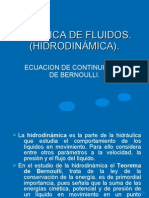 Gasto, Ecuación de Continuidad, Teorema de Bernoulli