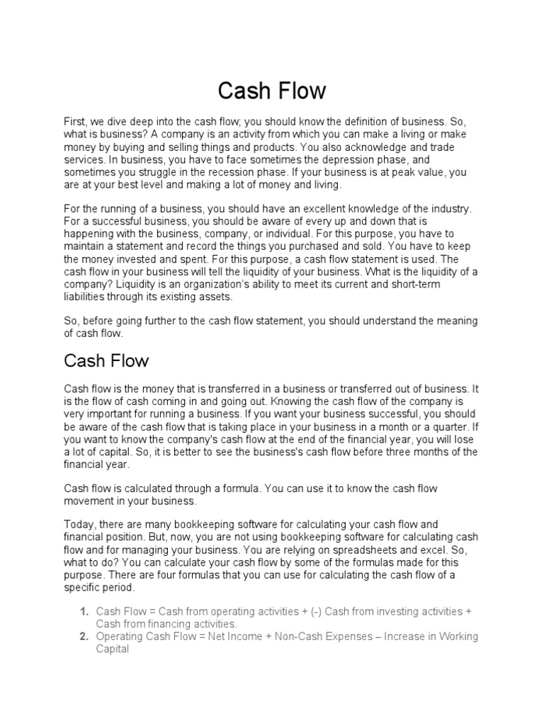 Cash Flow Basics for Entrepreneurs | PDF | Cash Flow Statement | Dividend