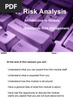 IT Risk Analysis: Introduction To Module + Enterprise Risk Management