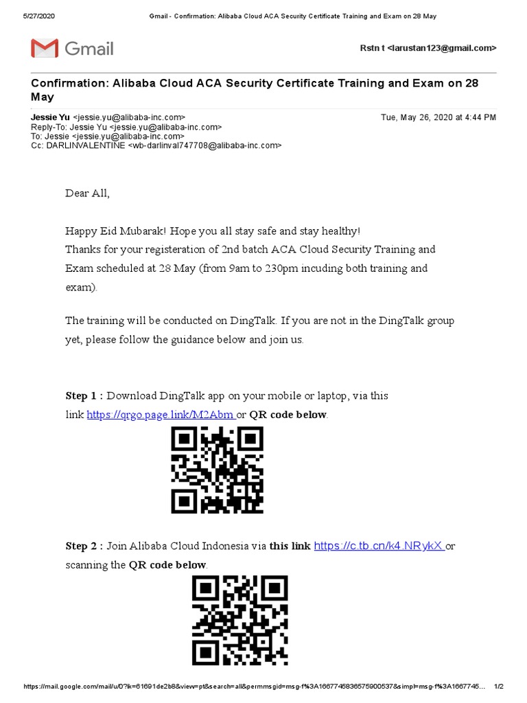 Alibaba Cloud Security Training Confirmation | PDF