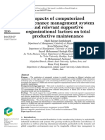 Impacts of Computerized Maintenance Management System and Relevant Supportive Organizational Factors On Total Productive Maintenance