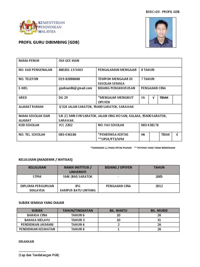 Profil Guru Oui Gee Hian | PDF