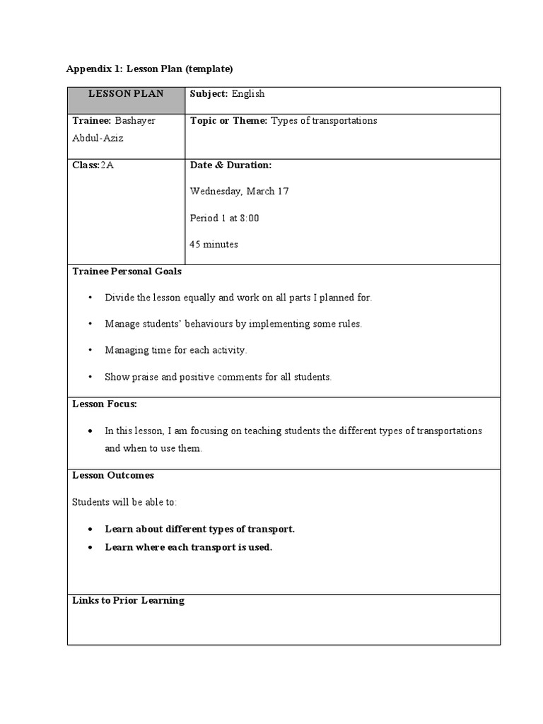 Grade 2 Transportation Lesson Plan | PDF | Educational Assessment ...