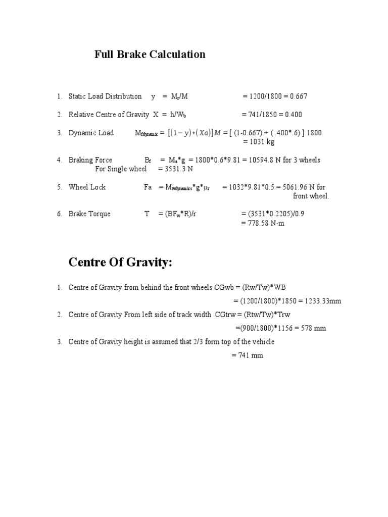 Full Brake Calculation PDF