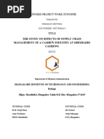 Proposed Project Work Synopsis: The Study On Effects of Supply Chain Management of A Cashew Industry at Sheshadri Cashews