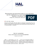 Experimental and Theoretical Study On Wax Deposition and The Application On A Heat Insulated Crude Oil Pipeline in Northeast China