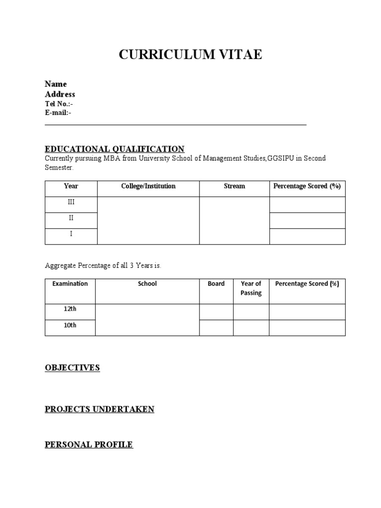 CV Format | PDF