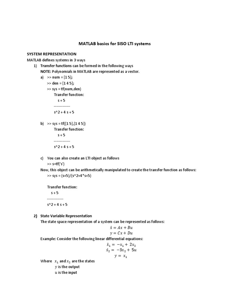 MATLAB for Control Systems | PDF