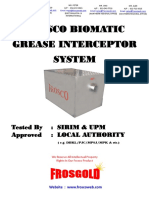 Frosco Biomatic Grease Interceptor System: Tested By: Sirim & Upm Approved: Local Authority