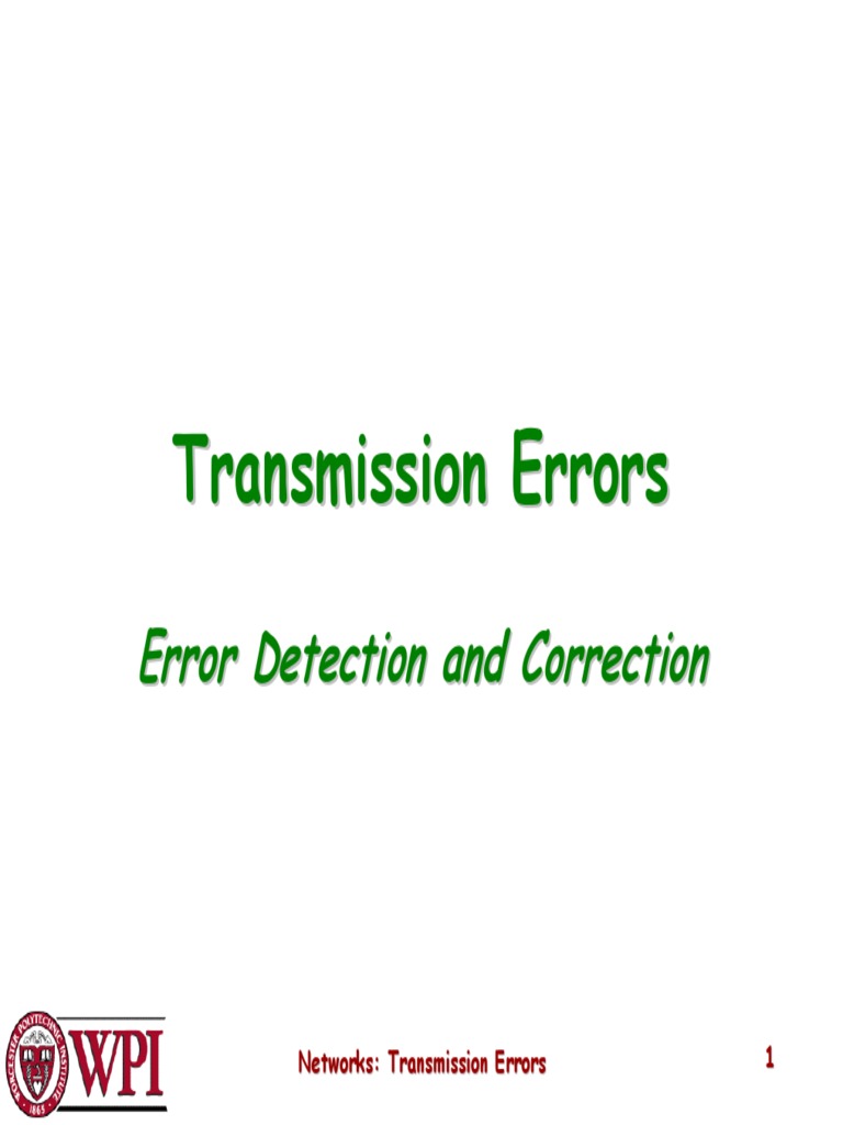 Transmission Errors PDF Error Detection And Correction Arithmetic