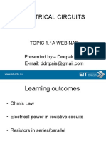 Electrical Circuits: Topic 1.1A Webinar Presented by - Deepak Pais