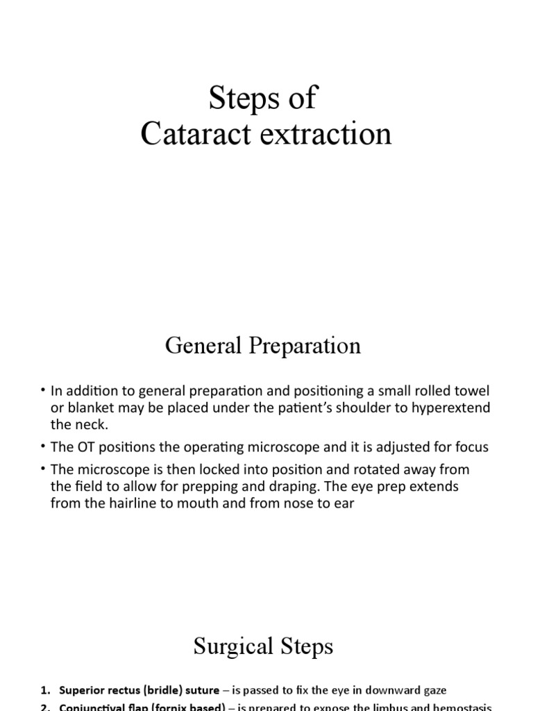 Cataract Surgery Steps Guide | PDF | Surgery | Ophthalmology