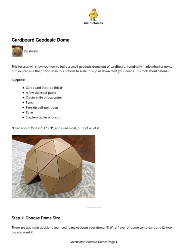 Cardboard Geodesic Dome PDF