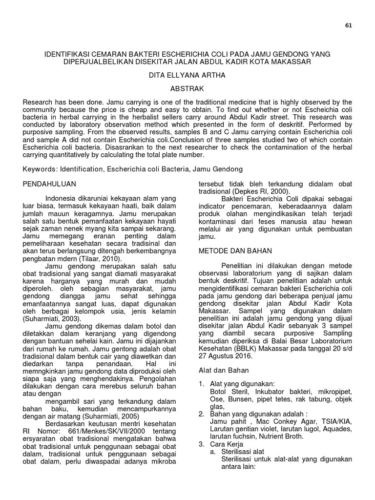 Escherichia Coli Dipakai Sebagai | PDF