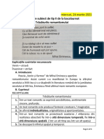 ROMANTISMUL - Subiect de Tip II de La Bacalaureat