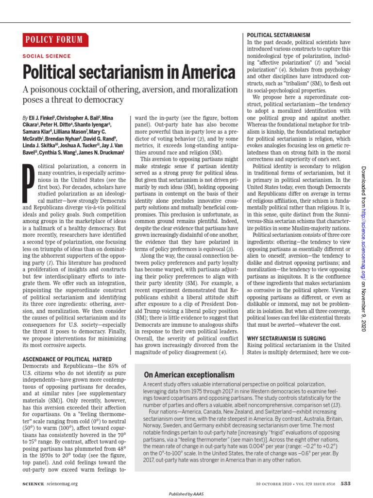 Political Sectarianism In America – FBYJMA