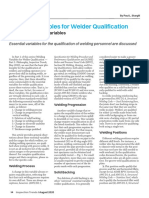 Variables de Soldadura para Calificacion de Soldadores