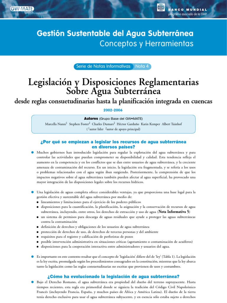 Gestion Sustentable Del Agua Subterranea | PDF | Agua subterránea ...