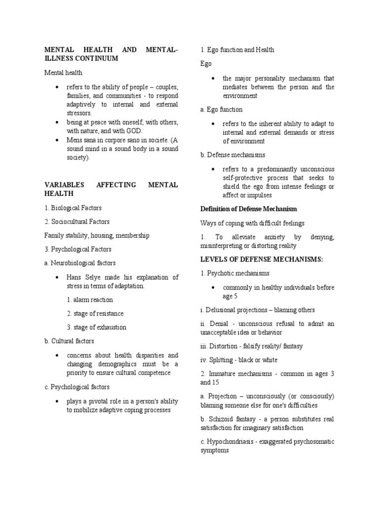 Mental Health Continuum Guide | PDF | Grief | Anxiety