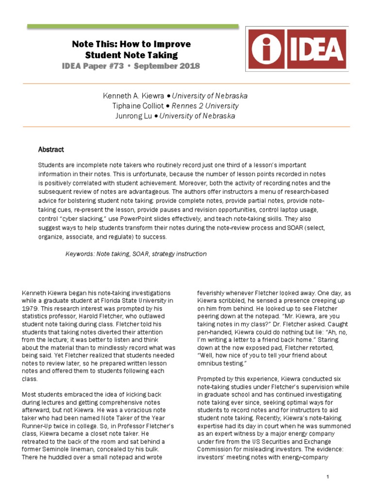 Enhancing Student Note-Taking Skills | PDF | Microsoft Power Point ...