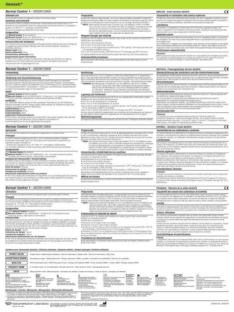 Normal Control 1 - 0020013900: ENGLISH - Insert Revision 04/2018 | PDF ...