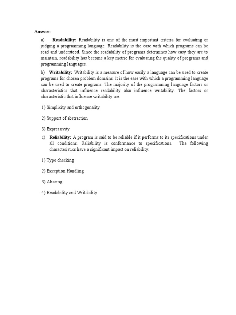 Answer: Readability: Readability Is One of The Most Important Criteria ...