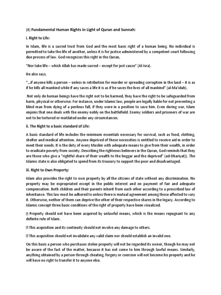 Human Rights in Islam | PDF | Prophets And Messengers In Islam | Quran