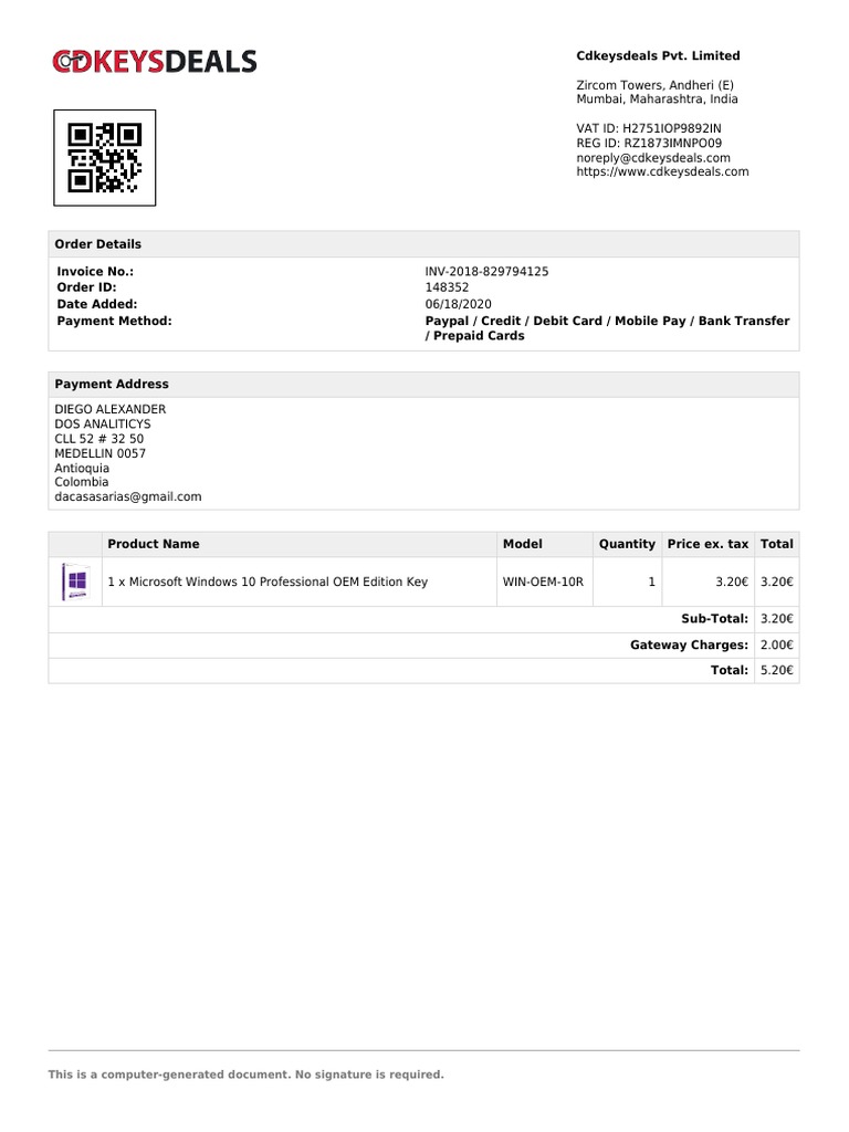 This Is A ComputerGenerated Document. No Signature Is Required PDF