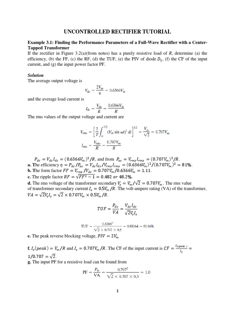Diode Rectifier Tutorial PDF Rectifier Diode