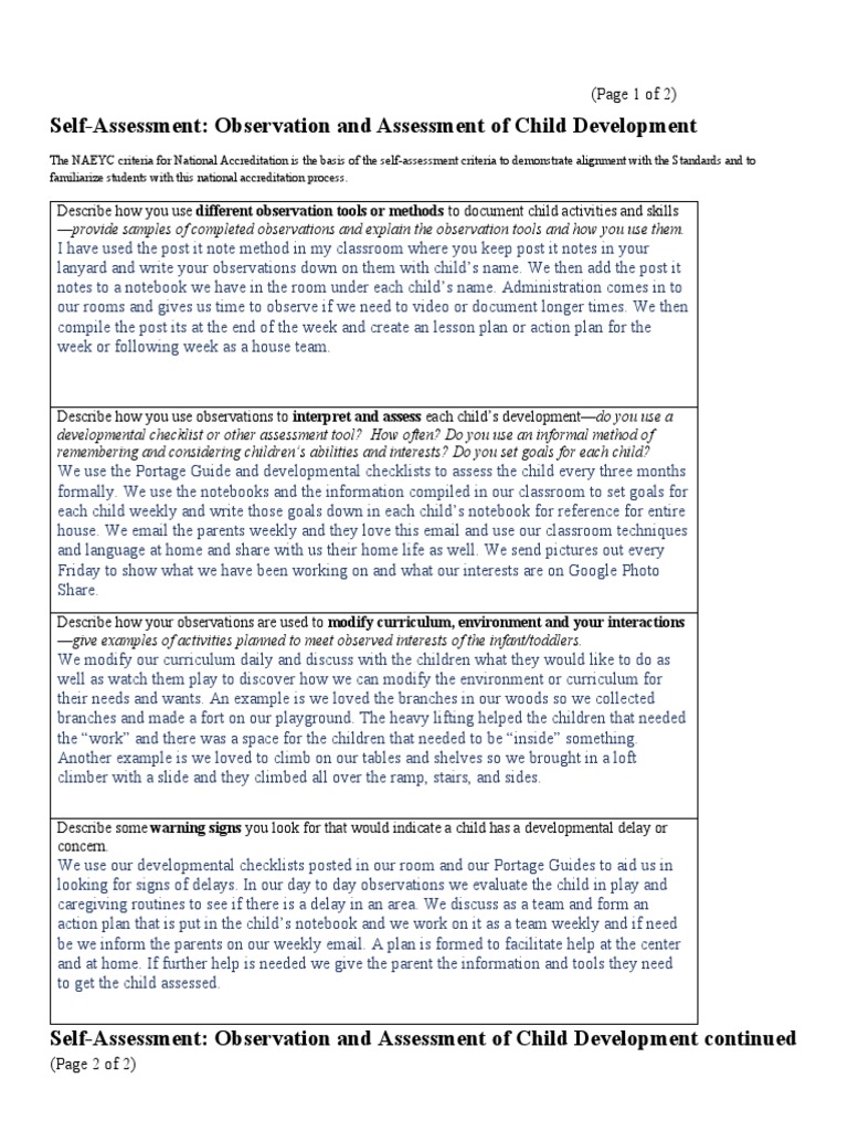 Child Development Observation Guide | PDF | Child Development ...