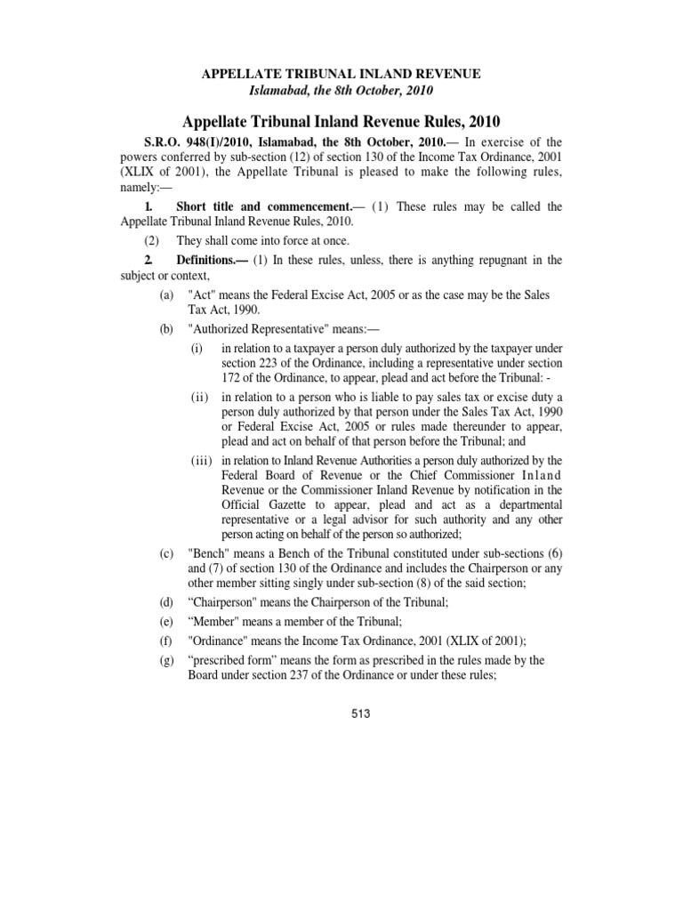 Appellate Tribunal Rules 2010