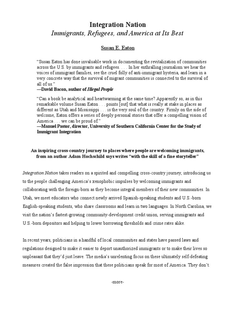 Immigrant Integration in America | PDF | Immigration | Human Migration