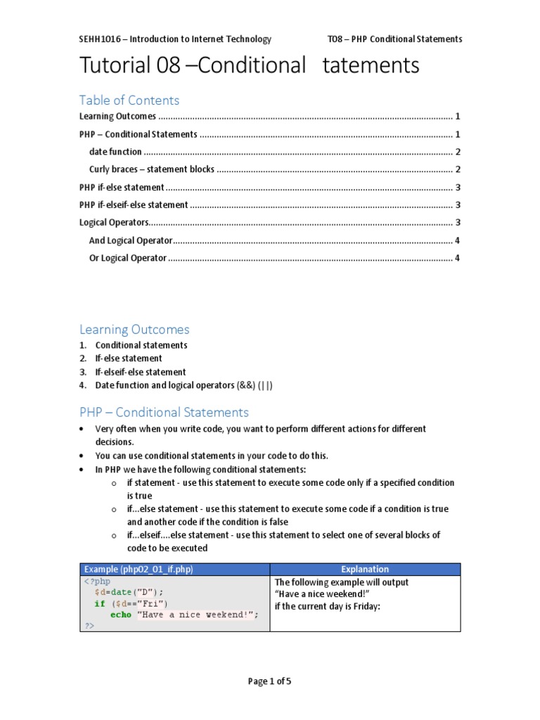 PHP Conditional Statements Explained | PDF | Software Development ...