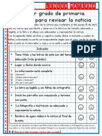 Rúbrica para Revisar Una Noticia 1er Grado