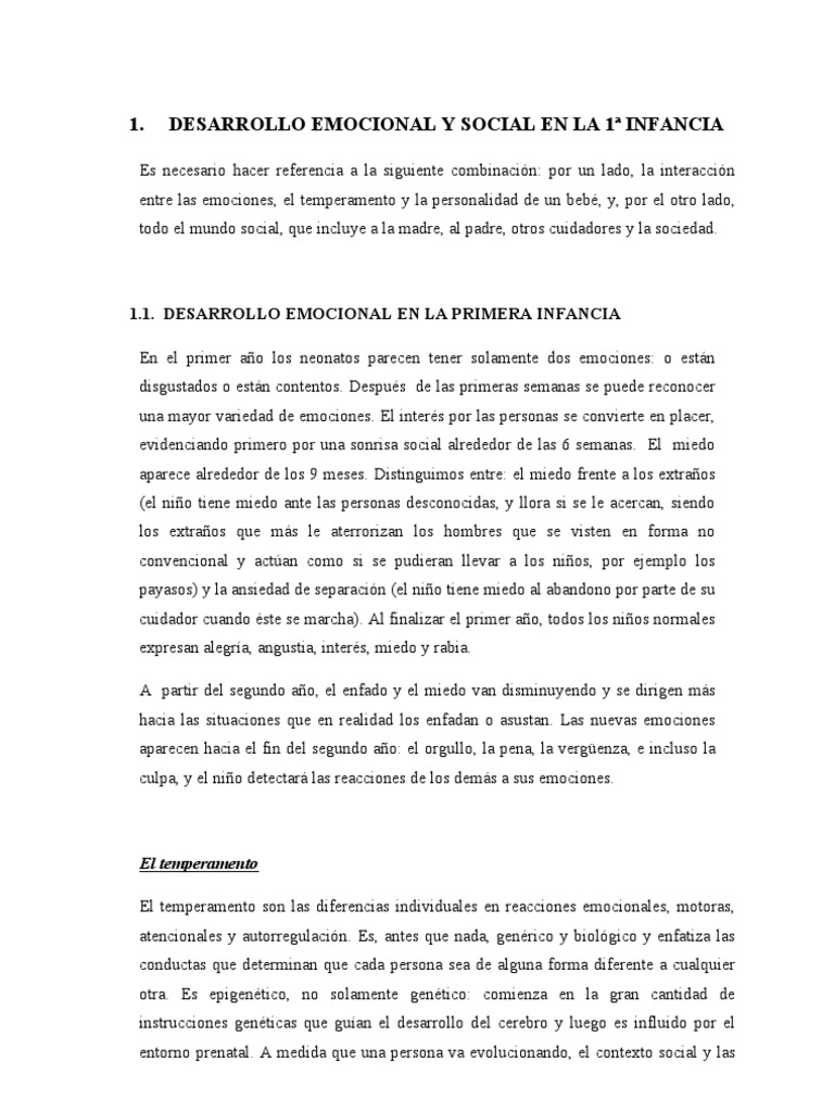 Resumen Desarrollo Emocional y Social | PDF | Teoría de apego | Las ...