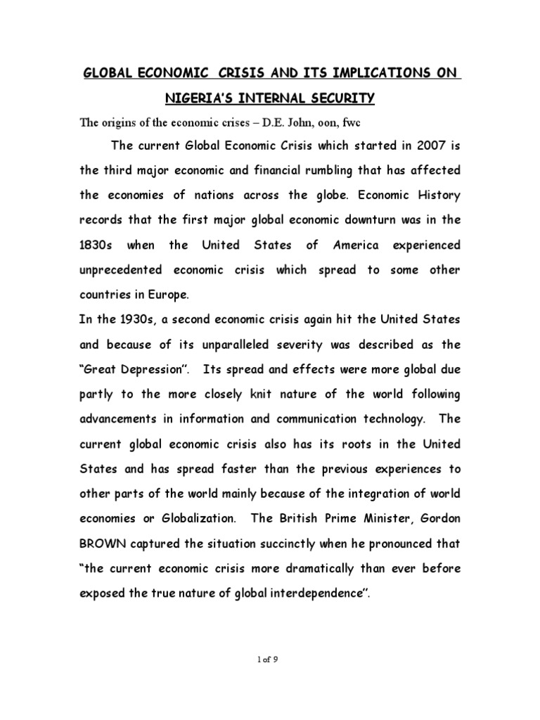 Impact of Global Crisis on Nigeria's Security | PDF | Mortgage Loan ...