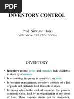 Inventory Control: Prof. Subhash Dalvi