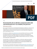 Presentación de La Edición Conmemorativa Del Cincuentenario de La Ciudad y Los Perros - Noticia - Real Academia Española