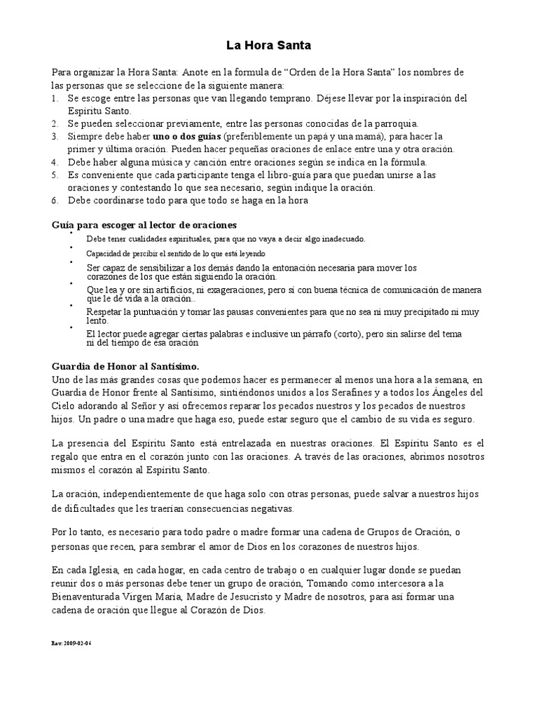 Guía para la Hora Santa en Familia | PDF | Oración | María, madre de Jesús