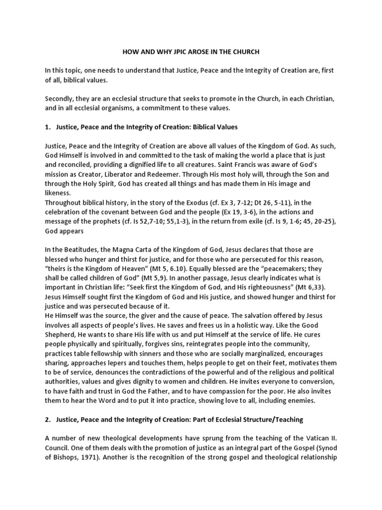 JPIC's Emergence in the Church | PDF | Catholic Church | Jesus