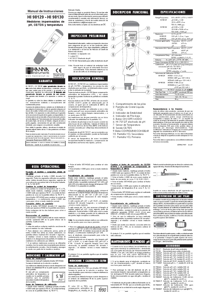 Manual Uso HI 9812998130 PDF