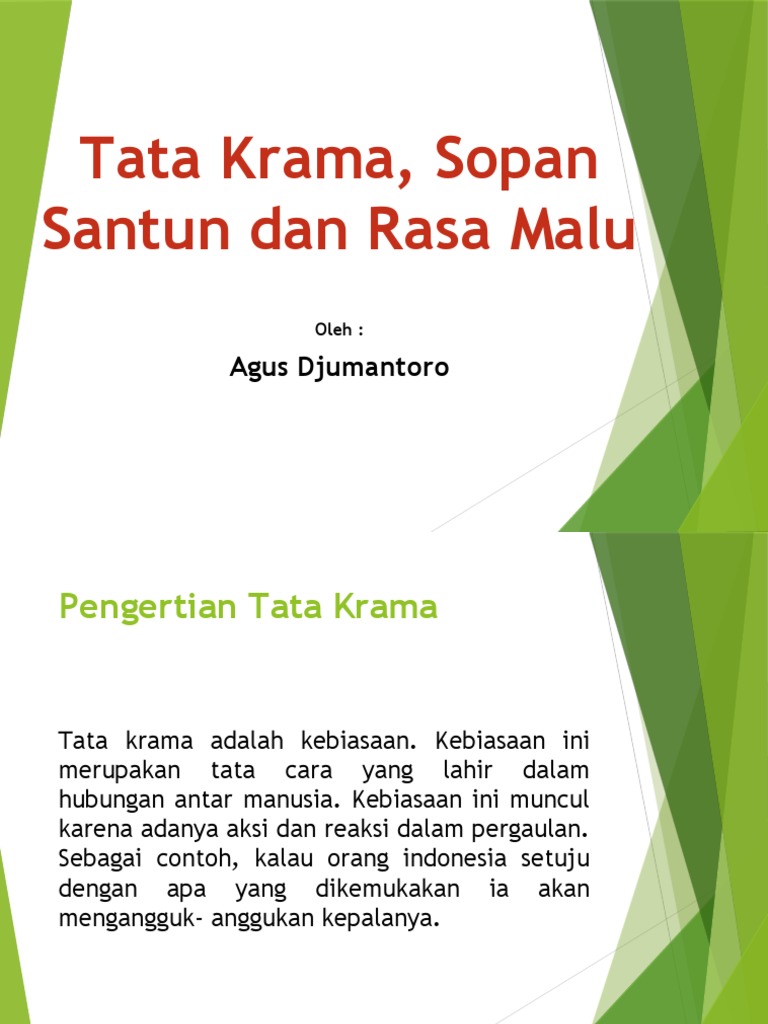 Tata Krama, Sopan Santun Dan Rasa Malu | PDF