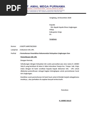 Surat Permohonan Izin Amdal Pdf